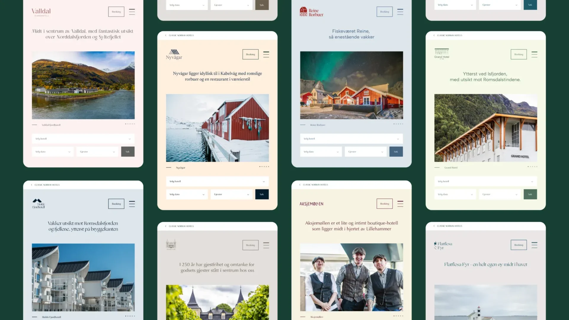 Classic norway hotel skjermbilder som illustrerer mobilskjermer